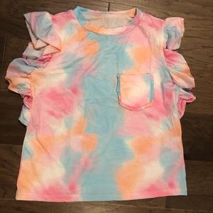 Tie dye ruffle top